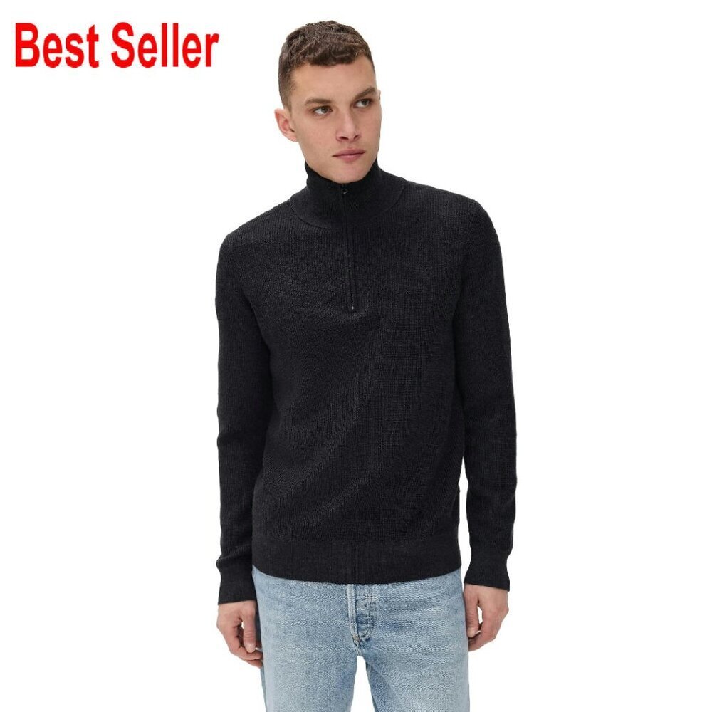 Merino Half Zip Pullover Classic Minimal Chic Activewear Sweater Men's